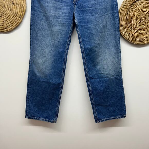 Zara Straight Leg Jeans Denim Button Fly Blue 10 - Picture 4 of 6